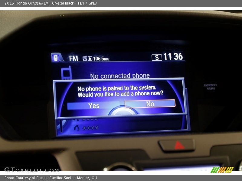 Crystal Black Pearl / Gray 2015 Honda Odyssey EX