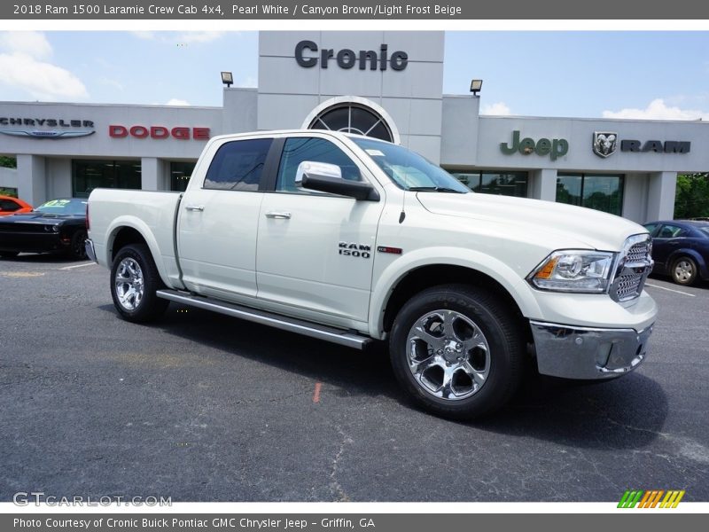 Pearl White / Canyon Brown/Light Frost Beige 2018 Ram 1500 Laramie Crew Cab 4x4