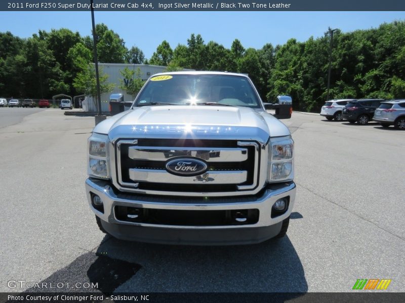 Ingot Silver Metallic / Black Two Tone Leather 2011 Ford F250 Super Duty Lariat Crew Cab 4x4