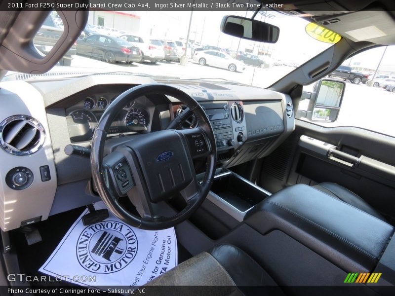 Ingot Silver Metallic / Black Two Tone Leather 2011 Ford F250 Super Duty Lariat Crew Cab 4x4