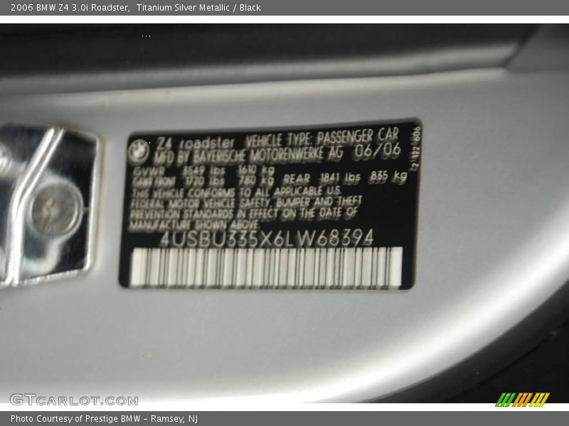 Titanium Silver Metallic / Black 2006 BMW Z4 3.0i Roadster