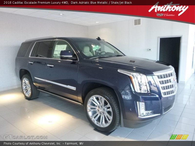 Dark Adriatic Blue Metallic / Shale/Jet Black 2018 Cadillac Escalade Premium Luxury 4WD