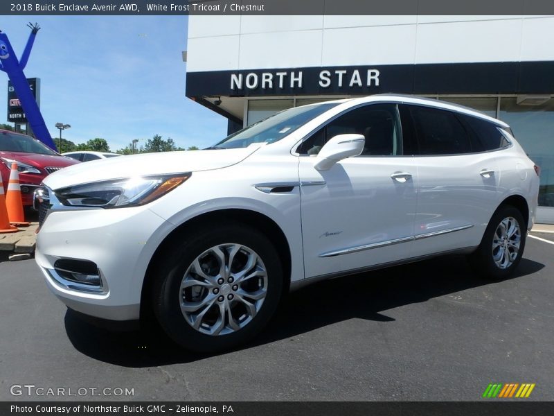 White Frost Tricoat / Chestnut 2018 Buick Enclave Avenir AWD