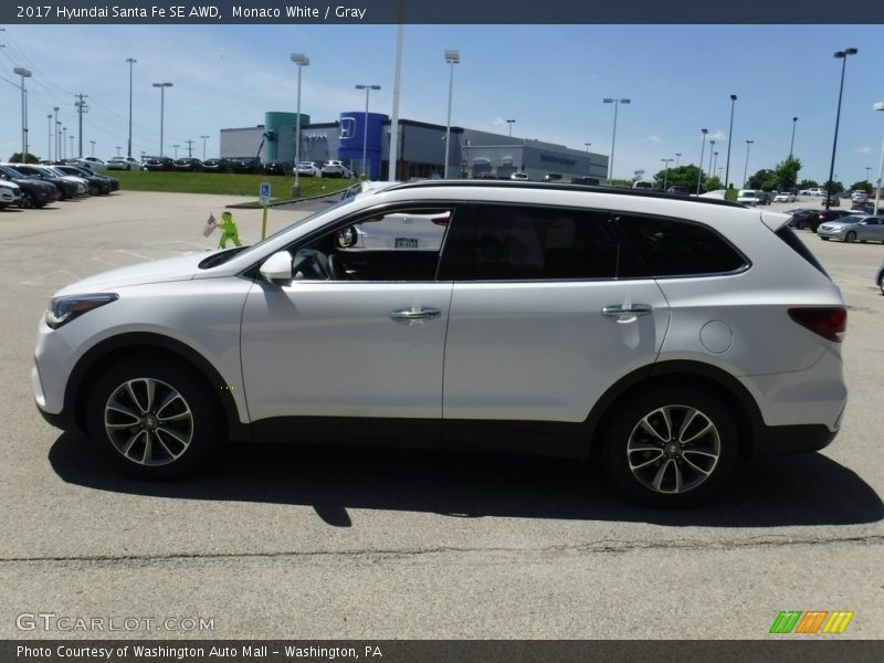 Monaco White / Gray 2017 Hyundai Santa Fe SE AWD