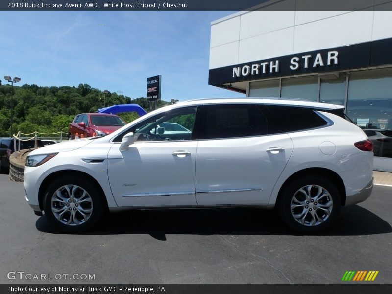 White Frost Tricoat / Chestnut 2018 Buick Enclave Avenir AWD