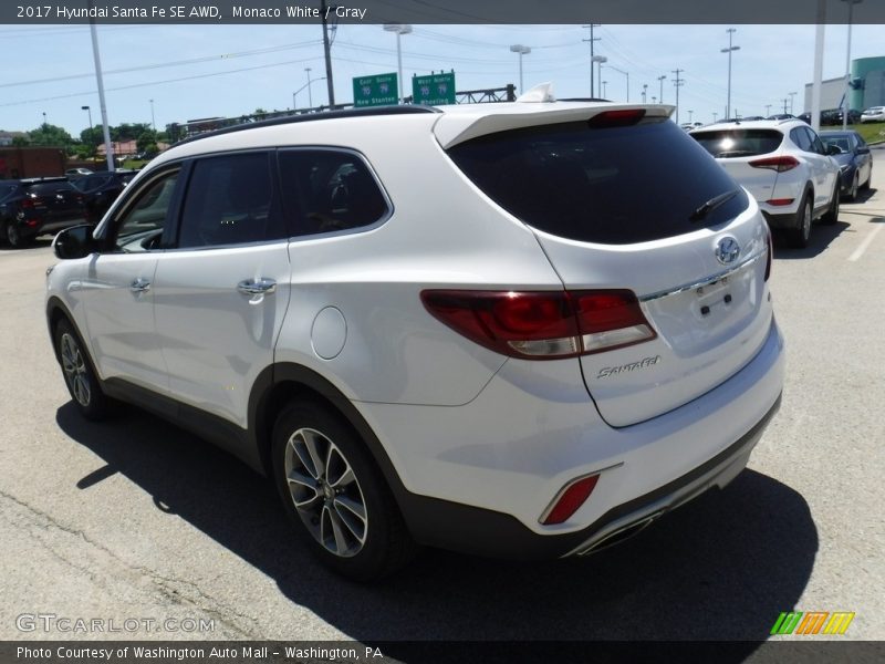 Monaco White / Gray 2017 Hyundai Santa Fe SE AWD
