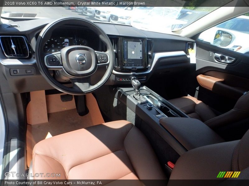 Crystal White Metallic / Maroon Brown 2018 Volvo XC60 T6 AWD Momentum