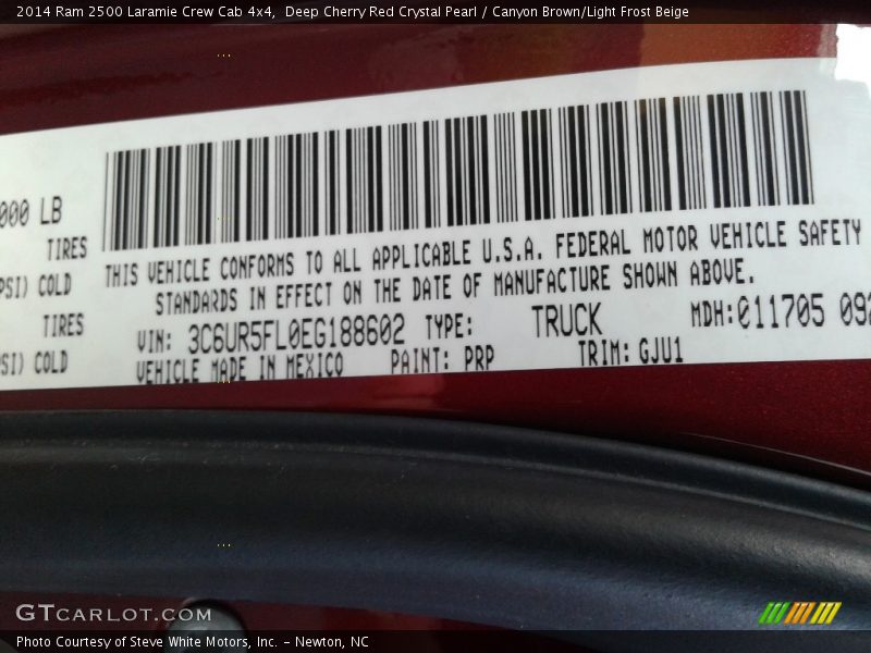 Deep Cherry Red Crystal Pearl / Canyon Brown/Light Frost Beige 2014 Ram 2500 Laramie Crew Cab 4x4