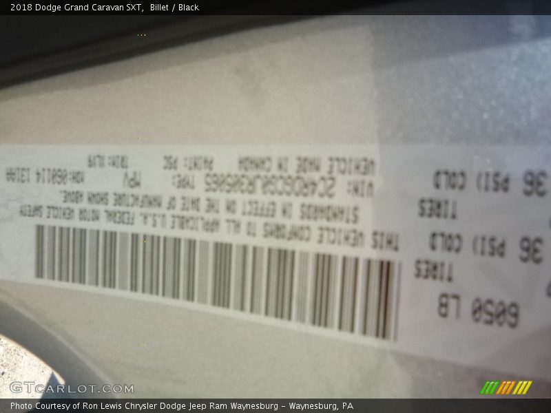 Billet / Black 2018 Dodge Grand Caravan SXT