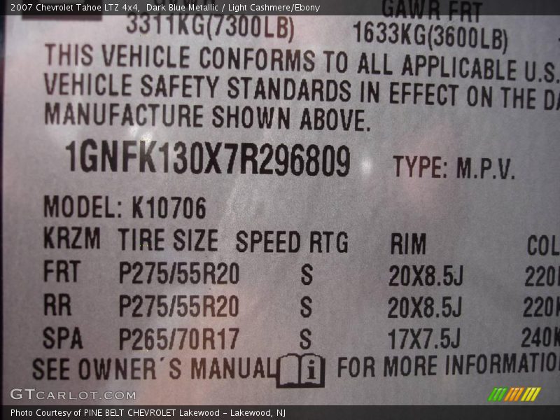 Dark Blue Metallic / Light Cashmere/Ebony 2007 Chevrolet Tahoe LTZ 4x4