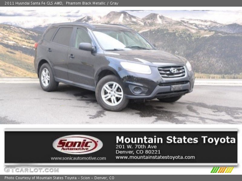 Phantom Black Metallic / Gray 2011 Hyundai Santa Fe GLS AWD