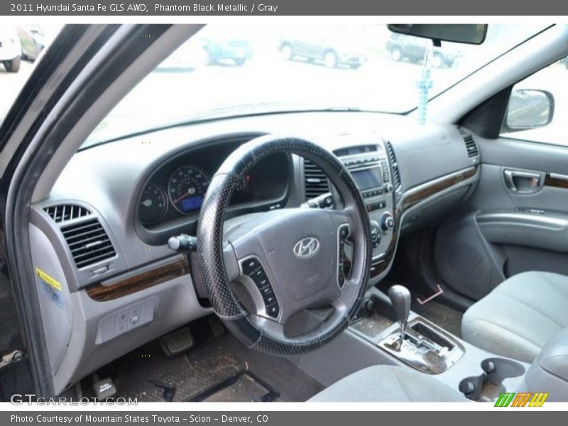 Phantom Black Metallic / Gray 2011 Hyundai Santa Fe GLS AWD