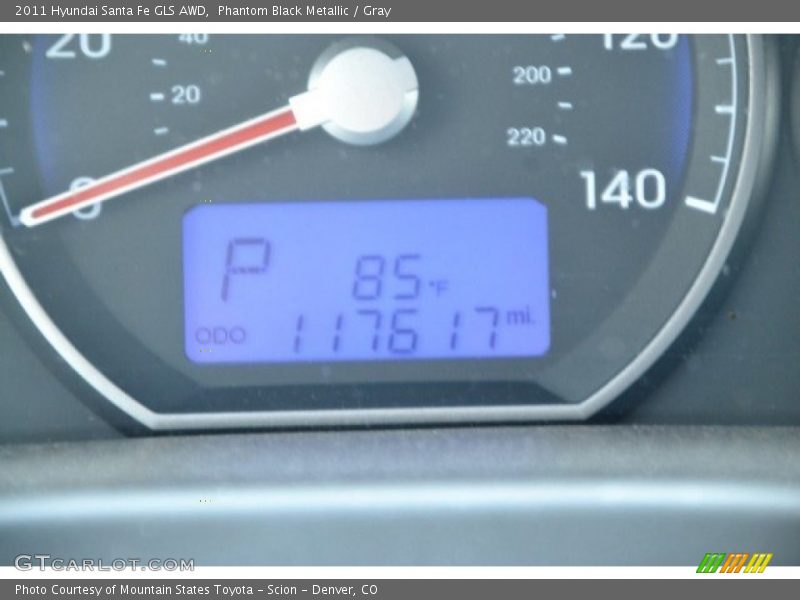 Phantom Black Metallic / Gray 2011 Hyundai Santa Fe GLS AWD