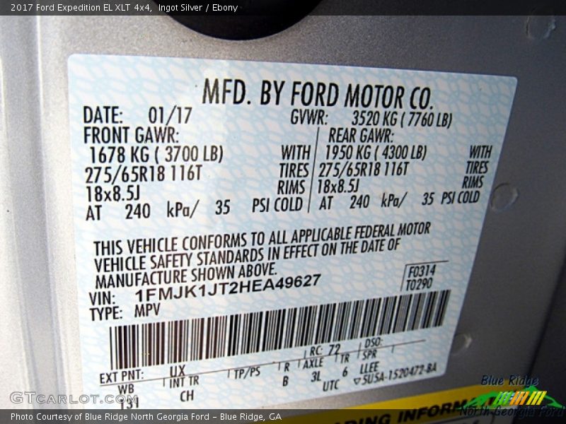 Ingot Silver / Ebony 2017 Ford Expedition EL XLT 4x4