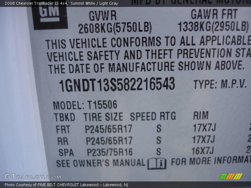 Summit White / Light Gray 2008 Chevrolet TrailBlazer LS 4x4