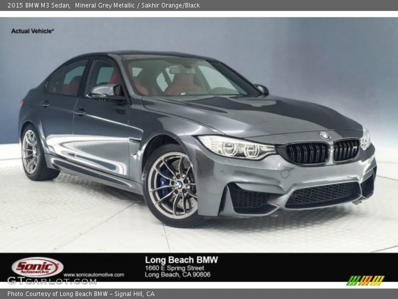 Mineral Grey Metallic / Sakhir Orange/Black 2015 BMW M3 Sedan