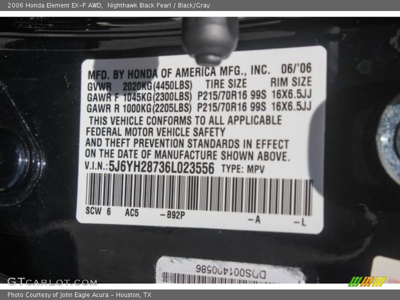 Nighthawk Black Pearl / Black/Gray 2006 Honda Element EX-P AWD