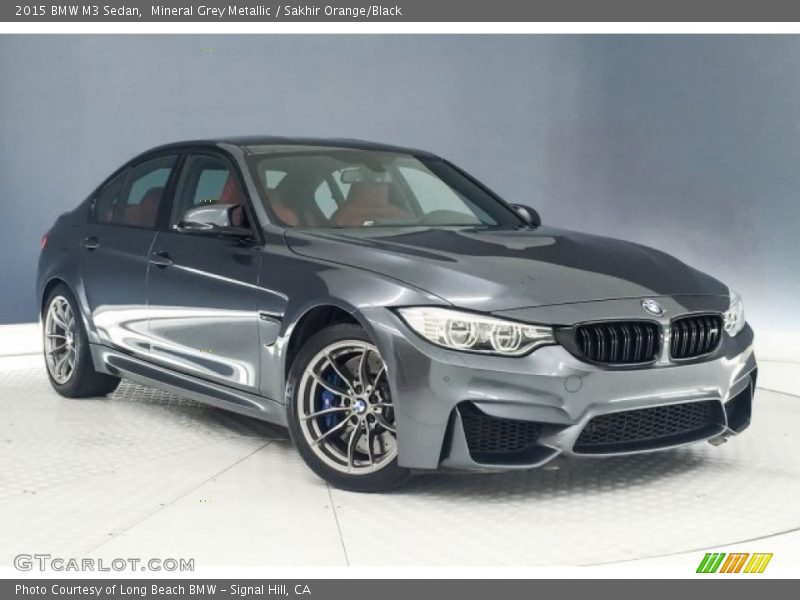 Mineral Grey Metallic / Sakhir Orange/Black 2015 BMW M3 Sedan