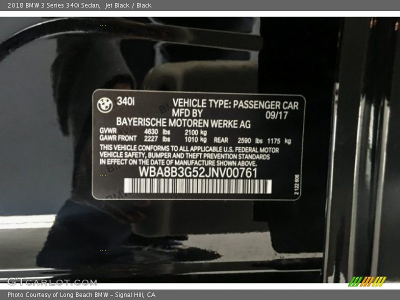 Jet Black / Black 2018 BMW 3 Series 340i Sedan