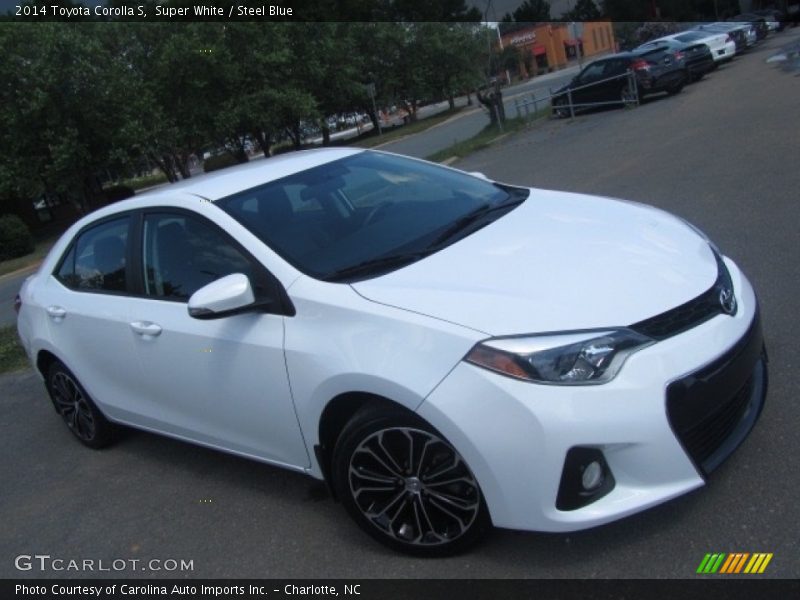 Super White / Steel Blue 2014 Toyota Corolla S