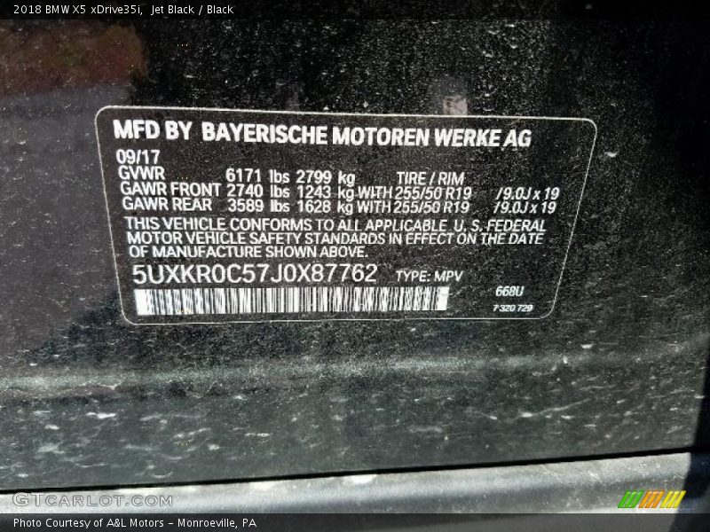 Jet Black / Black 2018 BMW X5 xDrive35i