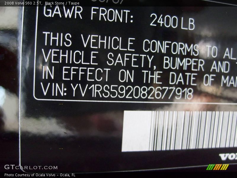 Black Stone / Taupe 2008 Volvo S60 2.5T