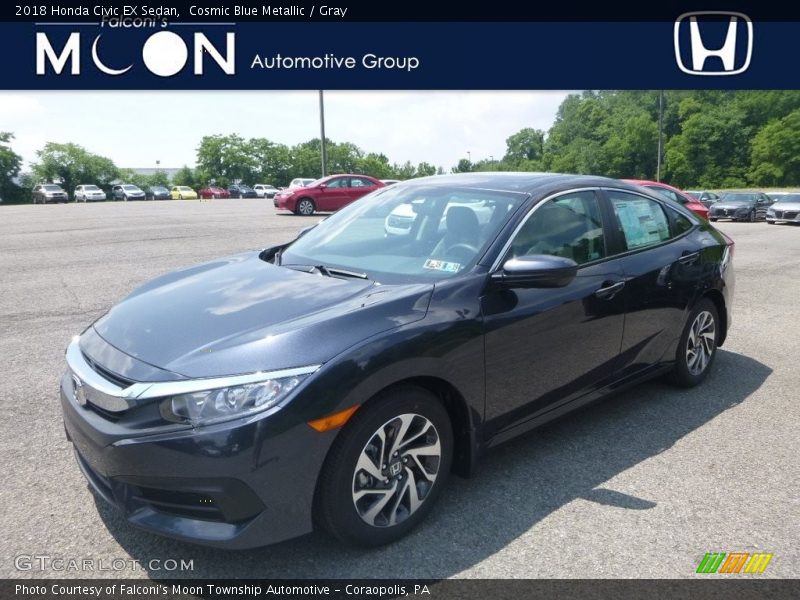 Cosmic Blue Metallic / Gray 2018 Honda Civic EX Sedan