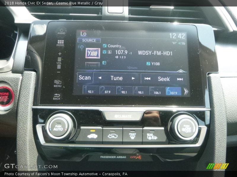 Cosmic Blue Metallic / Gray 2018 Honda Civic EX Sedan