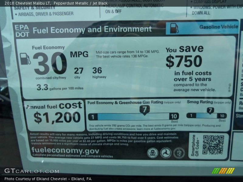 Pepperdust Metallic / Jet Black 2018 Chevrolet Malibu LT