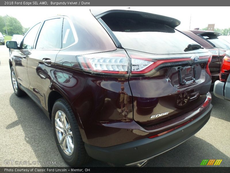 Burgundy Velvet / Dune 2018 Ford Edge SEL AWD