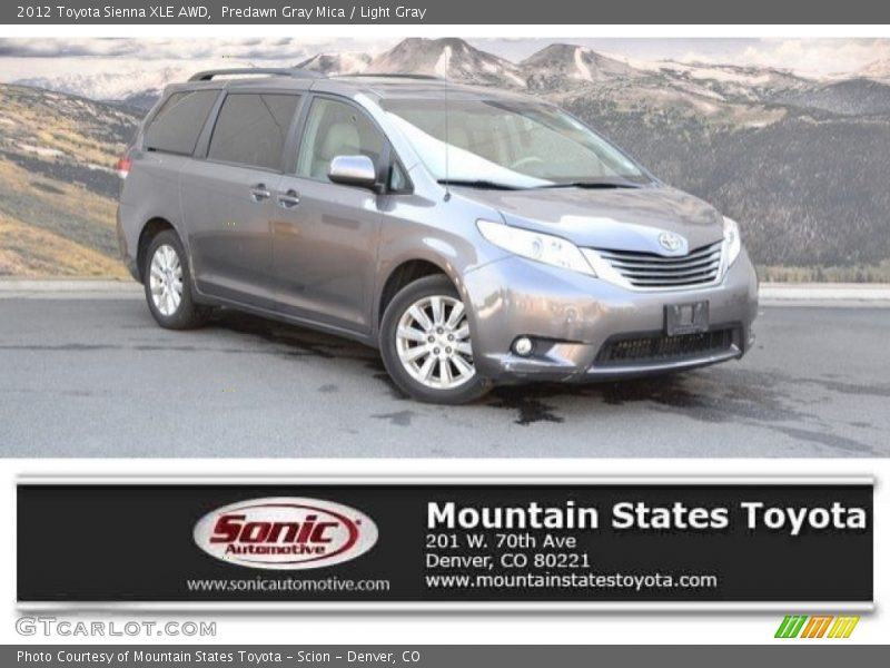Predawn Gray Mica / Light Gray 2012 Toyota Sienna XLE AWD