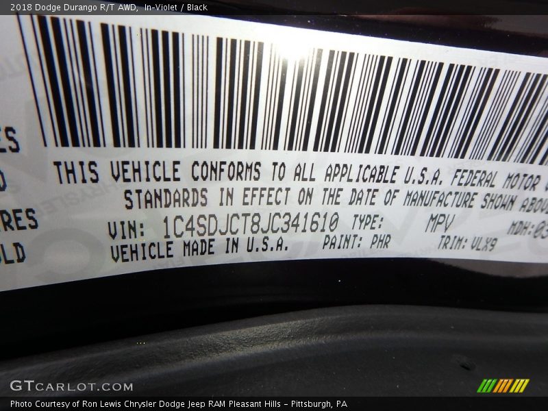 In–Violet / Black 2018 Dodge Durango R/T AWD