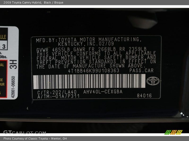 Black / Bisque 2009 Toyota Camry Hybrid