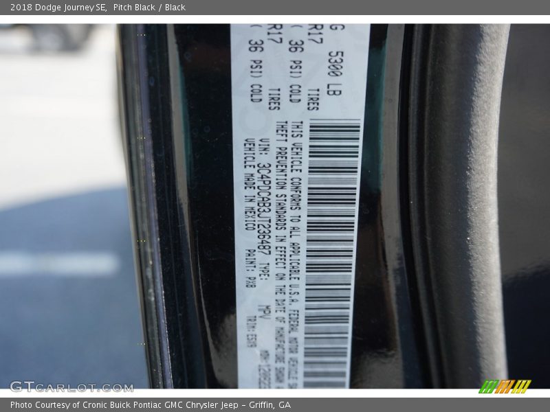 Pitch Black / Black 2018 Dodge Journey SE
