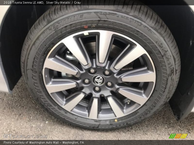 Silver Sky Metallic / Gray 2018 Toyota Sienna LE AWD