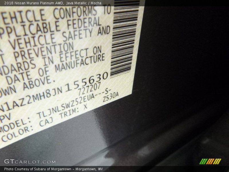 Java Metallic / Mocha 2018 Nissan Murano Platinum AWD