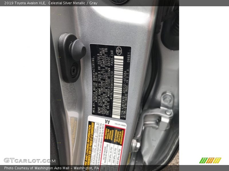 2019 Avalon XLE Celestial Silver Metallic Color Code 1J9