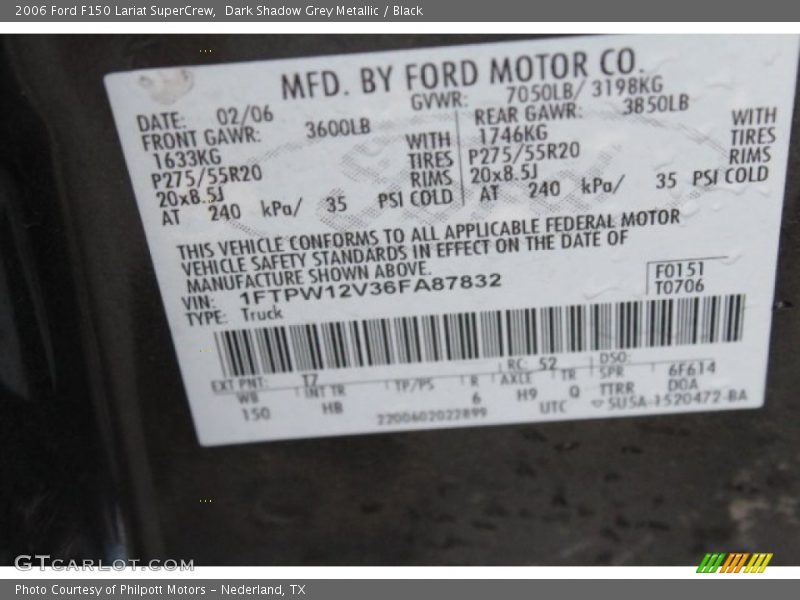 Dark Shadow Grey Metallic / Black 2006 Ford F150 Lariat SuperCrew