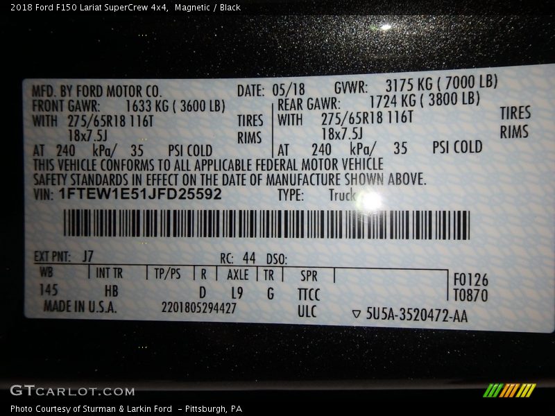 Magnetic / Black 2018 Ford F150 Lariat SuperCrew 4x4