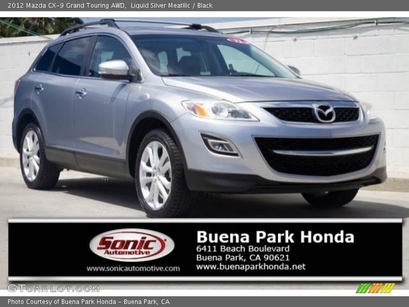 Liquid Silver Meatllic / Black 2012 Mazda CX-9 Grand Touring AWD