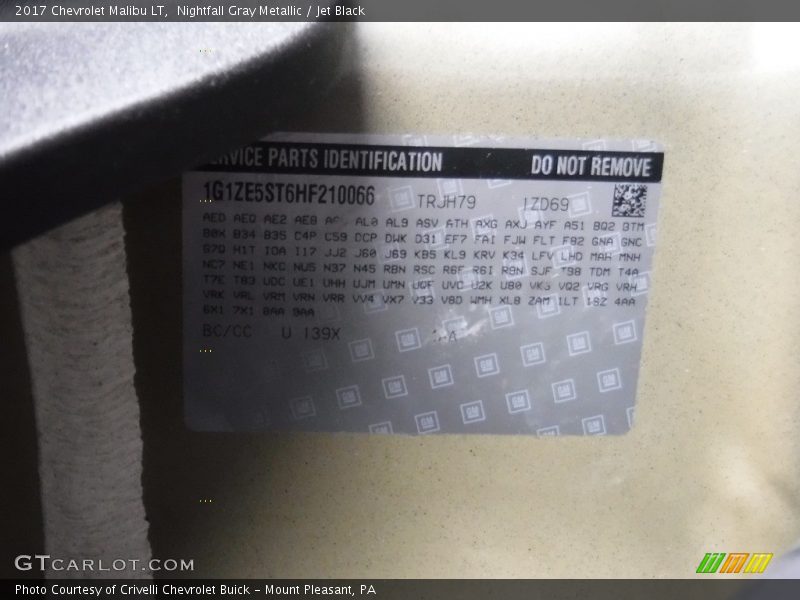 Nightfall Gray Metallic / Jet Black 2017 Chevrolet Malibu LT