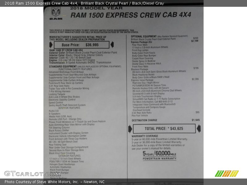 Brilliant Black Crystal Pearl / Black/Diesel Gray 2018 Ram 1500 Express Crew Cab 4x4