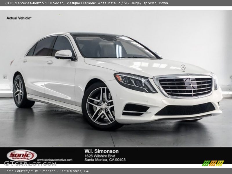 designo Diamond White Metallic / Silk Beige/Espresso Brown 2016 Mercedes-Benz S 550 Sedan