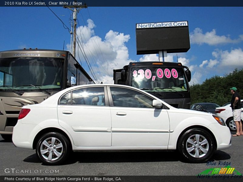 Clear White / Beige 2010 Kia Rio LX Sedan