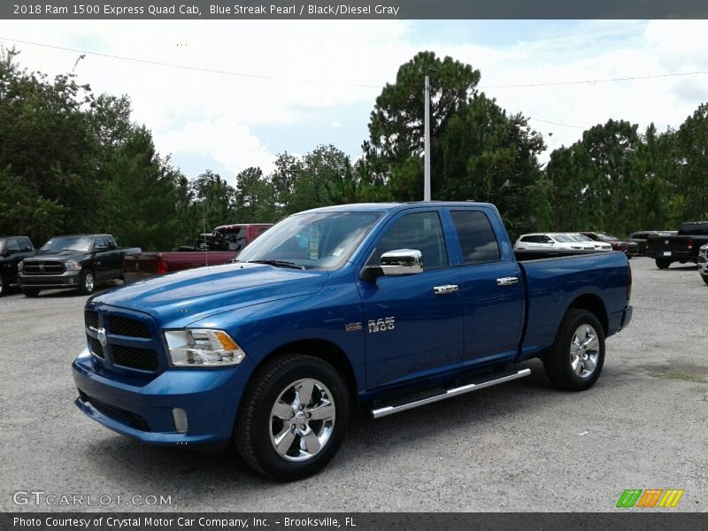 Blue Streak Pearl / Black/Diesel Gray 2018 Ram 1500 Express Quad Cab