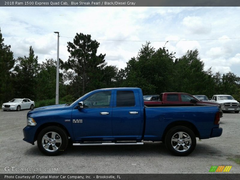 Blue Streak Pearl / Black/Diesel Gray 2018 Ram 1500 Express Quad Cab