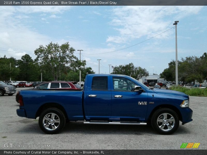 Blue Streak Pearl / Black/Diesel Gray 2018 Ram 1500 Express Quad Cab