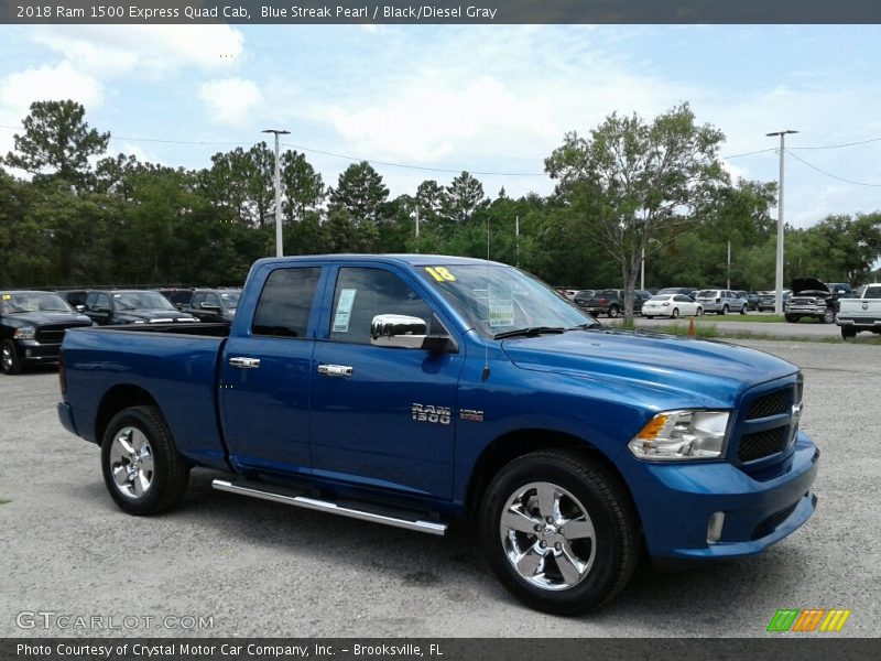 Blue Streak Pearl / Black/Diesel Gray 2018 Ram 1500 Express Quad Cab