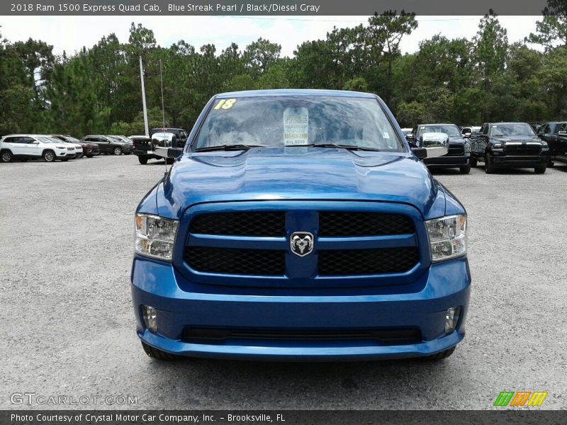 Blue Streak Pearl / Black/Diesel Gray 2018 Ram 1500 Express Quad Cab