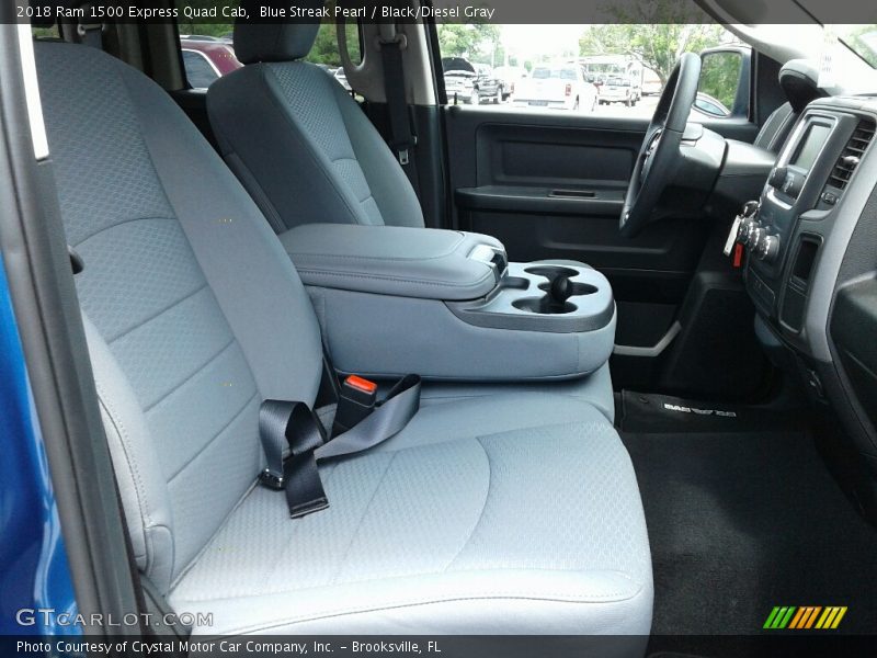 Blue Streak Pearl / Black/Diesel Gray 2018 Ram 1500 Express Quad Cab